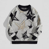 American-style Vintage Star Jacquard Sweater