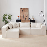 104-Inch Corduroy Modular L Shaped Sectional Sofa,Luxury Floor Couch Set,Upholstered Indoor Furniture,Foam-Filled Compressed Sofa for Living Room,Bedroom,4 PC Free Combination