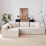 104-Inch Corduroy Modular L Shaped Sectional Sofa,Luxury Floor Couch Set,Upholstered Indoor Furniture,Foam-Filled Compressed Sofa for Living Room,Bedroom,4 PC Free Combination