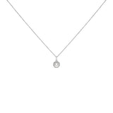 10K White Gold 5MM Cultured Pearl and Diamond Accent Halo Pendant Necklace
