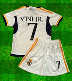 Vini Jr Kids Jersey White/Gold Real Madrid Youth and Toddler Sizes