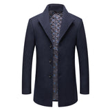 Stand-collar Cotton-lined Wrinkle-resistant Mid-length Wool Coat