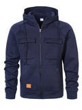 Mens Loose-Fit Hoodie With Multiple Pockets And A Stand-Up Collar