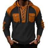 Mens Waffle-Weave Hooded Long-Sleeve Sweatshirt