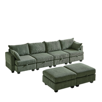 113.5'' Modular Sectiona Corduroy Sofa, Sectional Couches for Living Room U Shaped Sectional Couch with Storage Ottoman, 6 Seats Convertible Sectionals with Chaise