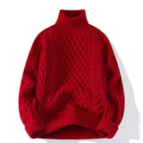 Round-neck High-neck Fleece-lined Solid-color Sweater