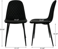 Modern Black Dining Chairs Set of 2, PU Leather Dining Room Chairs