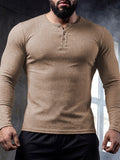 Muscle-fit Sporty-casual Half-button-down Long-sleeve