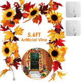 5.6ft Artificial Maple Leaf Garland Hanging Plant Vine