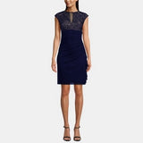 Betsy and Adam Women's Embroidered Mesh Short Dress