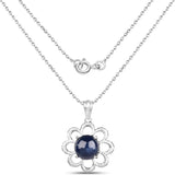4.65 Carat Genuine Blue Sapphire .925 Sterling Silver Pendant