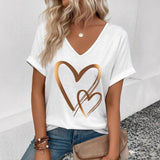 Womens Stylish Printed Slim-fit Short-sleeve Top