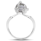 2.79 Carat Genuine Labradorite And White Topaz .925 Sterling Silver Ring
