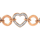 14K Rose Gold Plated .925 Sterling Silver Diamond Accent Circle and Heart Link Adjustable 6â€-10â€ Bolo Bracelet (I-J Color, I3 Clarity)