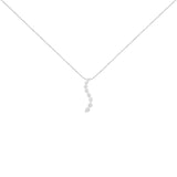 14K White Gold 3.0 Cttw Round-Brilliant & Baguette Cut Diamond S Shaped Graduated 18" Pendant Necklace (I-J Color, I2-I3 Clarity)