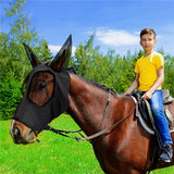 Lycra Horse Fly Mask With Ears Comfort Fit Mesh Trail Pasture Sun UV Protection