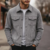 Deer Suede Men's Winter Lapel Work Jacket