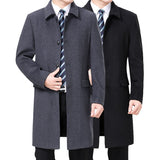 Mens Casual Long Wool Coat