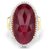 19.11 Carat Dyed Ruby and White Topaz .925 Sterling Silver Ring