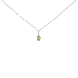 10K White Gold 5x3mm Green Emerald and Diamond Accent Halo Oval Shape 18" Pendant Necklace (I-J Color, I1-I2 Clarity)