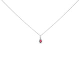 10K White Gold 5x3mm Green Emerald and Diamond Accent Halo Pear Shape 18" Pendant Necklace (I-J Color, I1-I2 Clarity)