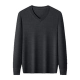 Mens Casual Slim-fit V-neck Solid-color Bottoming Top