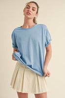 Aemi + Co Exposed Seam Round Neck Short Sleeve T-Shirt