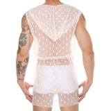Men's Transparent Fashion Lace Mesh Bathrobe