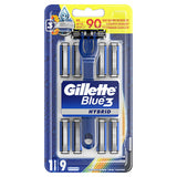 Gillette Men's Razors - Gillette Blue 3 Hybrid Razor with 9 Replacement Blades - Sensor3 Men's Shaving Kit