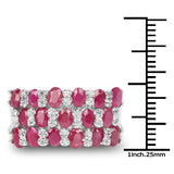 3.69 Carat Genuine Ruby and White Topaz .925 Sterling Silver Ring