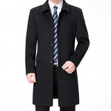 Mens Casual Long Wool Coat