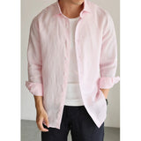 Mens Navy Blue Linen Fashionable Casual Shirt