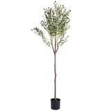 5.9ft Artificial Olive Tree with Lush Olive Branches and Fruits with Black Planter Pot