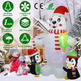 5.9Ft Christmas Inflatable Polar Bear and Penguin Blow Up Yard Outdoor Decoration with LED