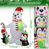 5.9Ft Christmas Inflatable Polar Bear and Penguin Blow Up Yard Outdoor Decoration with LED