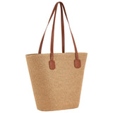 Eklips Beige Straw Beach Bag for Summer Travel