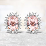 1.61 Carat Genuine Morganite and White Diamond 14K Rose Gold Earrings