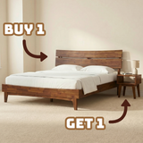 [Buy 1 Get 1] Aurora Solid Wood Bed Frame & Nightstand