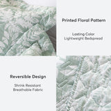 Kasentex Lightweight Floral Quilt Set Twin/Queen/King - Soft All Season Bedspread Coverlet, Green & White Botanical