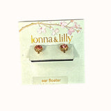 Lonna and Lilly Gold-Tone Stone and Crystal Halo Stud Earrings