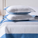 Kasentex Reversible Lightweight Quilt Set Twin/Queen/King - Soft All Season Bedspread Coverlet, White & Blue