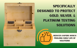 JSP 10k 14k Gold & Silver Sterling Testing Acid Solutions Kit for Jewelry W/ Bamboo Storage Box