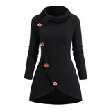 Womens Asymmetrical Turtleneck Long-Sleeve Knitted Cardigan