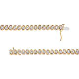 14K Yellow Gold Plated .925 Sterling Silver 1/2 Cttw Round Miracle-Set Diamond S-Curve Tennis Bracelet (I-J Color, I3 Clarity) - 7"