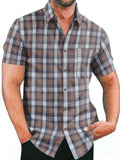 Casual Dyed-and-woven Plaid Mens Shirt