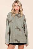 Mittoshop Mineral Wash Cheetah Print Long Sleeve Top