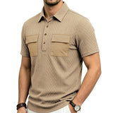 Mens Heavyweight Jacquard Lapel Polo Shirt