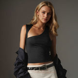 Women's Fashion INS Design Irregular Vest Summer Trend Hollow-out Temperament Top