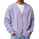 Mens Casual Loose-fit Long-sleeve Knitted Cardigan