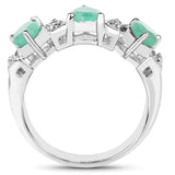 1.87 Carat Genuine Emerald and White Topaz .925 Sterling Silver Ring